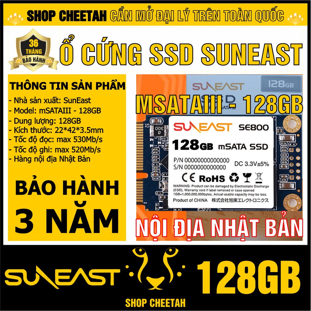 Ổ cứng SSD mSATAIII SunEast 128GB nội địa Nhật Bản – CHÍNH HÃNG – Bảo hành 3 năm – mSata3 SSD chính hãng