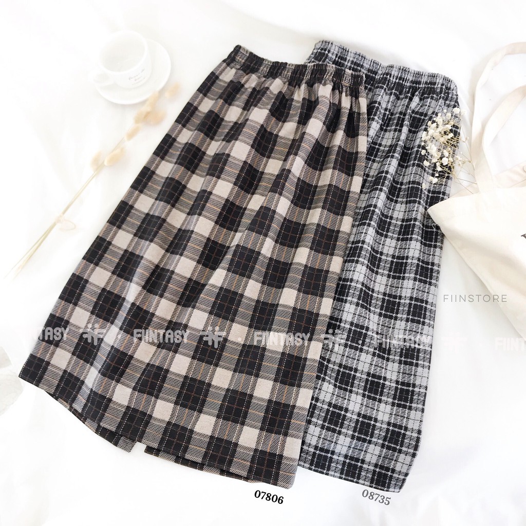 Chân váy dài kẻ caro Đen/Nâu - Made by Fiin | BigBuy360 - bigbuy360.vn