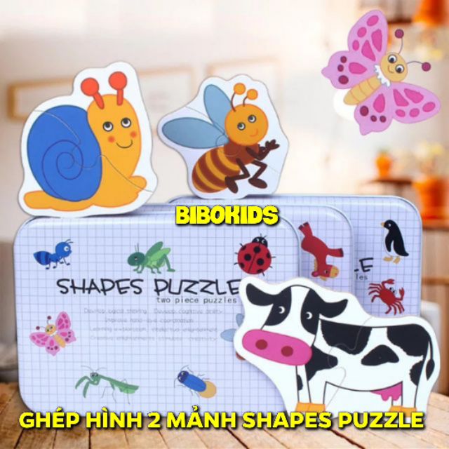 Đồ chơi bộ ghép hình puzzle 2 mảnh hộp sắt - đồ chơi xếp hình thông minh cho bé