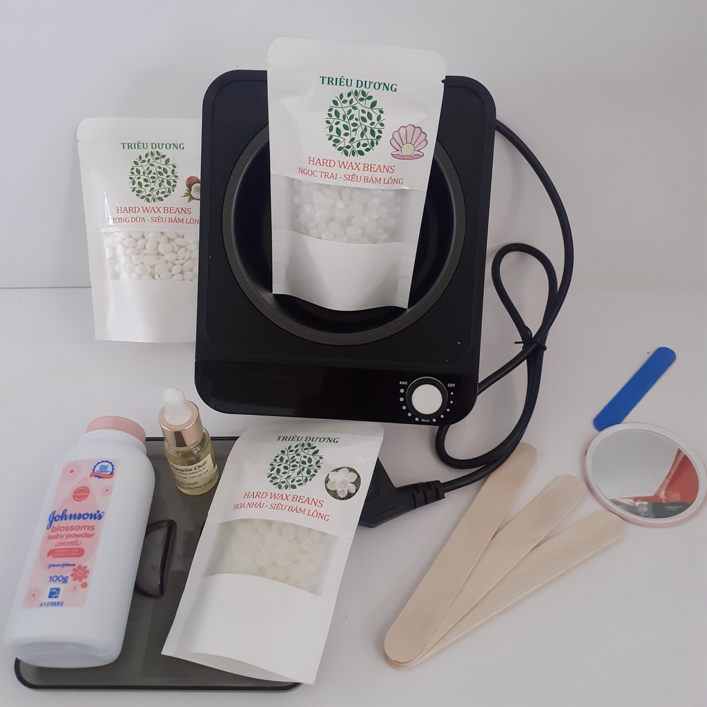 Siêu combo: Nồi wax lông chống dính cao cấp + sáp wax cao cấp + mỡ trăn + phấn rôm (Kèm quà tặng xem mô tả sản phẩm)