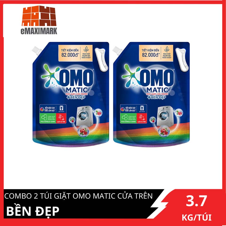 COMBO 2 túi nước giặt OMO Cửa trước Bền Đẹp 3.7kgX2