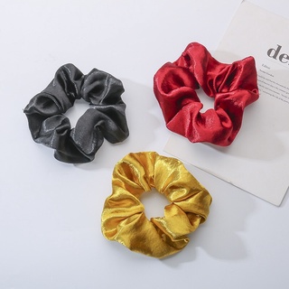 Scrunchies Dây Cột Tóc Vải Lụa Mịn Phi Bóng Ánh Kim