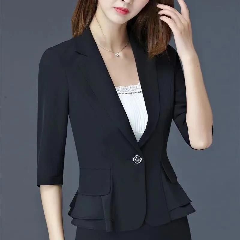 Áo Khoác Vest Tay Lửng 3 / 4 Thời Trang Công Sở Cho Nữ