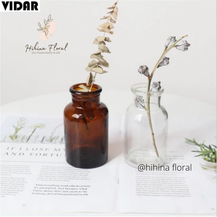 Lọ Thủy Tinh Vidar Nâu Phong Cách Bắc Âu Trang Trí Nhà Cửa, Cắm Hoa