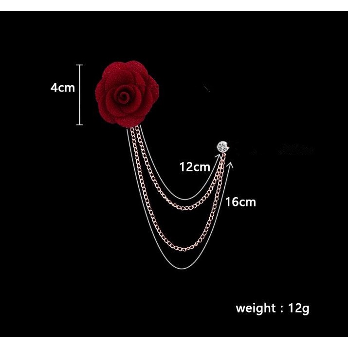 EFAN Trâm Cài Áo Hình Hoa Hồng Phối Dây Xích Tua Rua Phong Cách Hàn Quốc Cho Nam