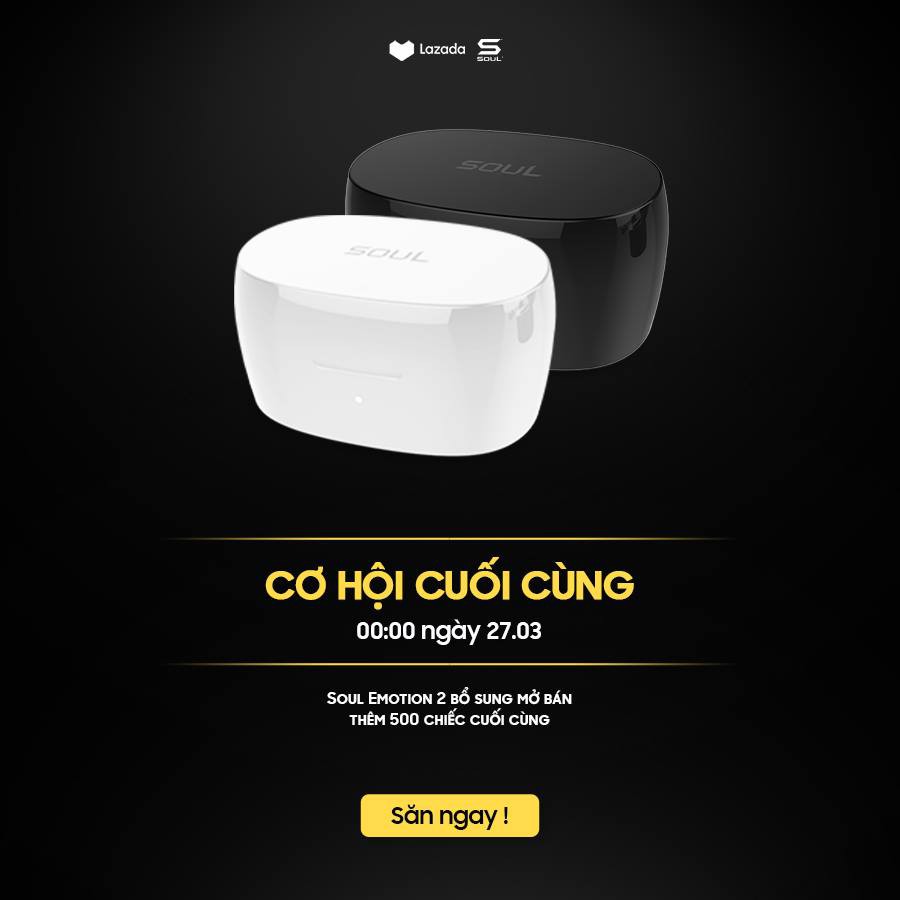 [Mã SOULSE200 giảm 200K] Tai Nghe True Wireless SOUL Emotion 2 - Bluetooth 5.0 - 18H Nghe Nhạc - IPX4 - Hàng Chính Hãng