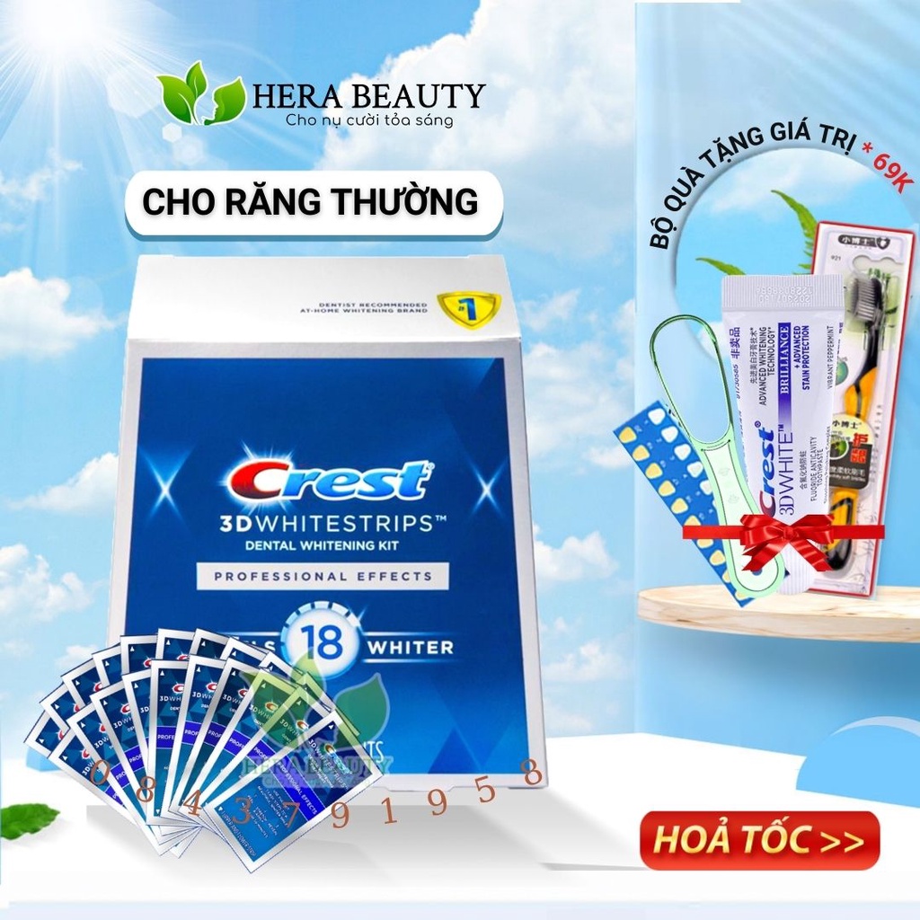 Miếng dán trắng răng Crest 3D White hàng USA - Liệu trình trắng răng tại nhà, an toàn men răng