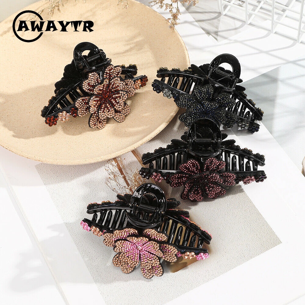 Kẹp tóc hình hoa đính đá thiết kế mới thời trang sang trọng dành cho nữ