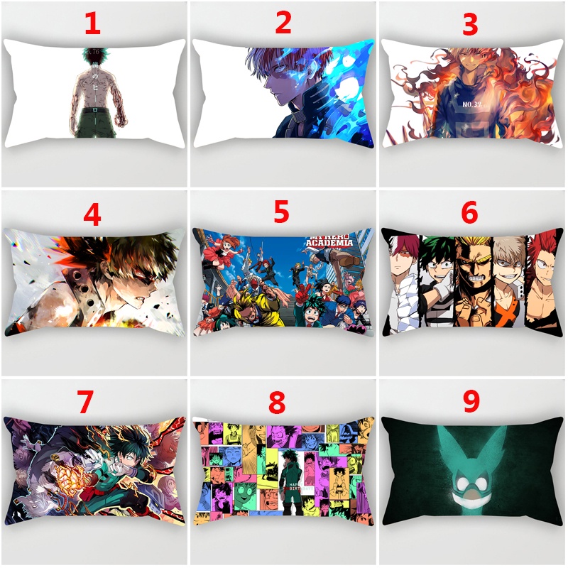 Vỏ gối đơn một mặt in hình Anime My Hero Academia 30x50cm chất lượng cao