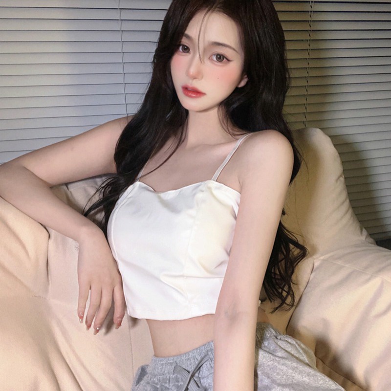Áo Croptop Áo Tank Top Nữ Sát Nách Chất Da PU Thiết Kế Màu Trơn Thanh Lịch