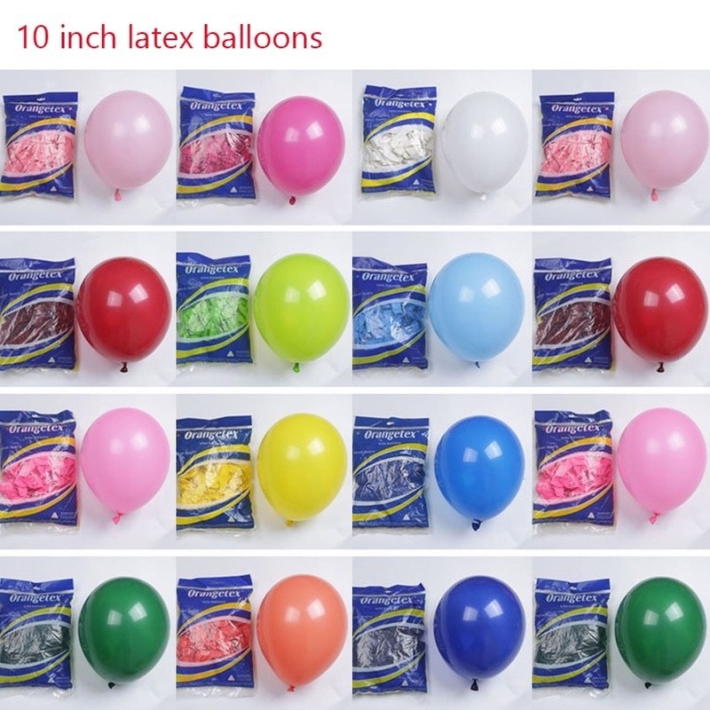 Set 10 Quả Bóng Cao Su 10 Inch 1.2G Hình Tròn Màu Ánh Kim