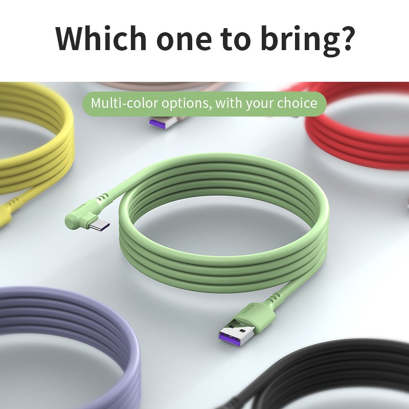 Cáp dữ liệu 5A loại C Cáp sạc nhanh khuỷu tay / Cáp sạc nhanh thích hợp cho Oppo / Huawei / Xiaomi