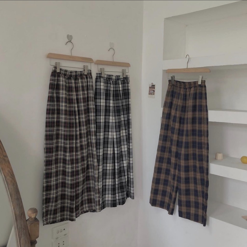 [MADE BY HIIN] Quần cạp cúc kẻ caro