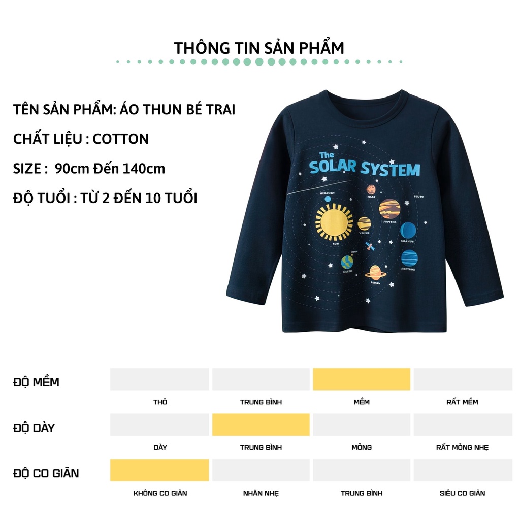 Áo thun dài tay bé trai 27Kids áo thu đông nam 100% Cotton cho trẻ từ 2-10 tuổi BLTS3