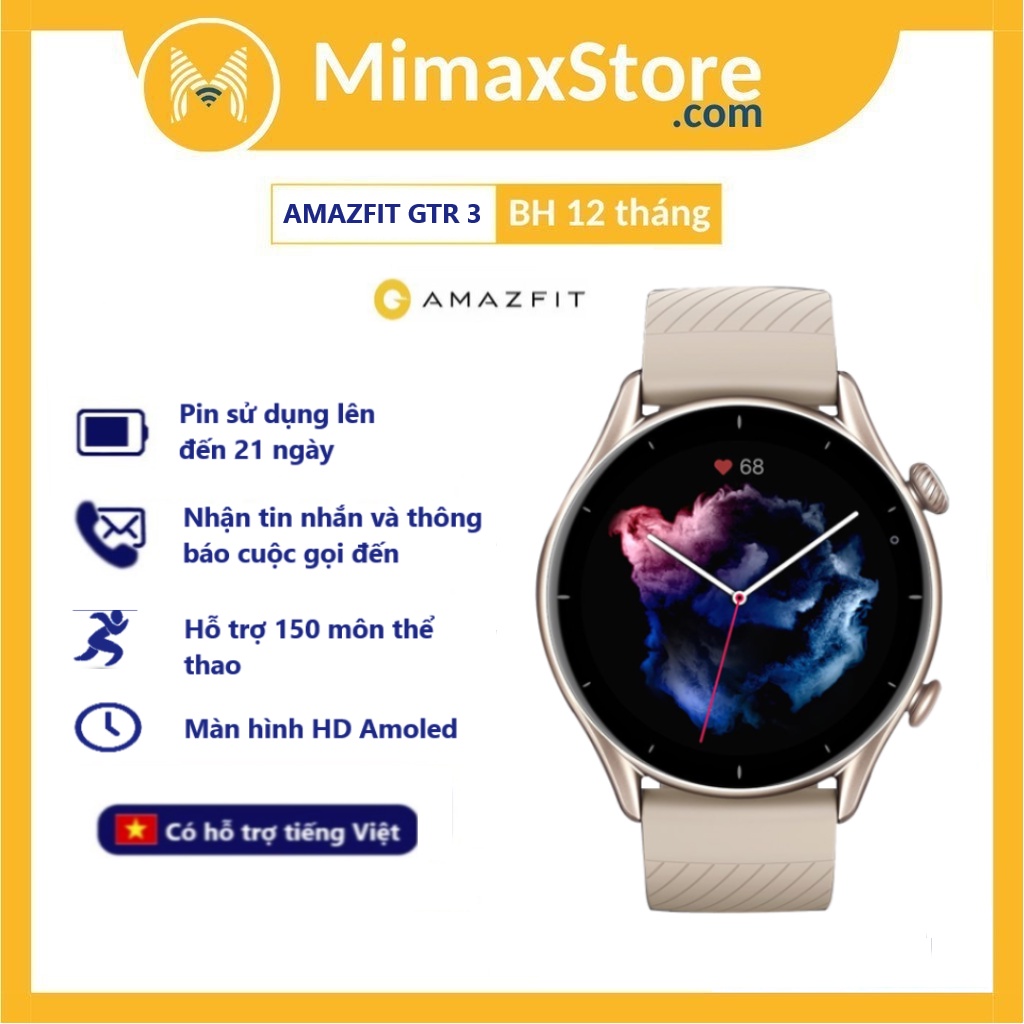 [Hoả Tốc - HCM] Đồng Hồ Thông Minh Amazfit GTR 3 | Hỗ Trợ Tiếng Việt | Bản Quốc Tế | Hàng Chính Hãng | Mimax Store