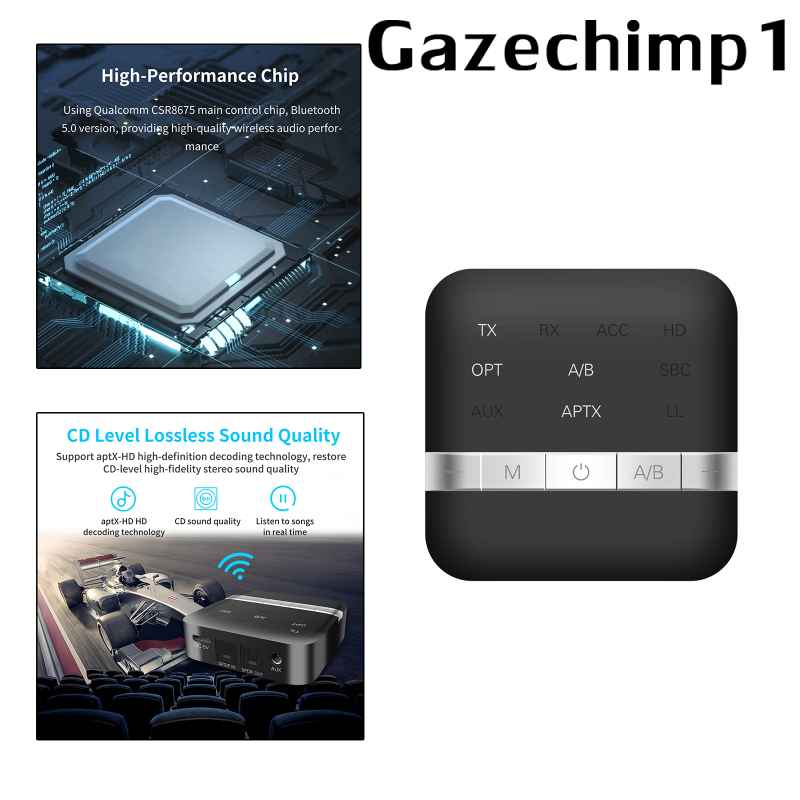 Bộ Chuyển Đổi Âm Thanh Gazechimp1 Kết Nối Bluetooth 5.0, Khoảng Cách 32ft