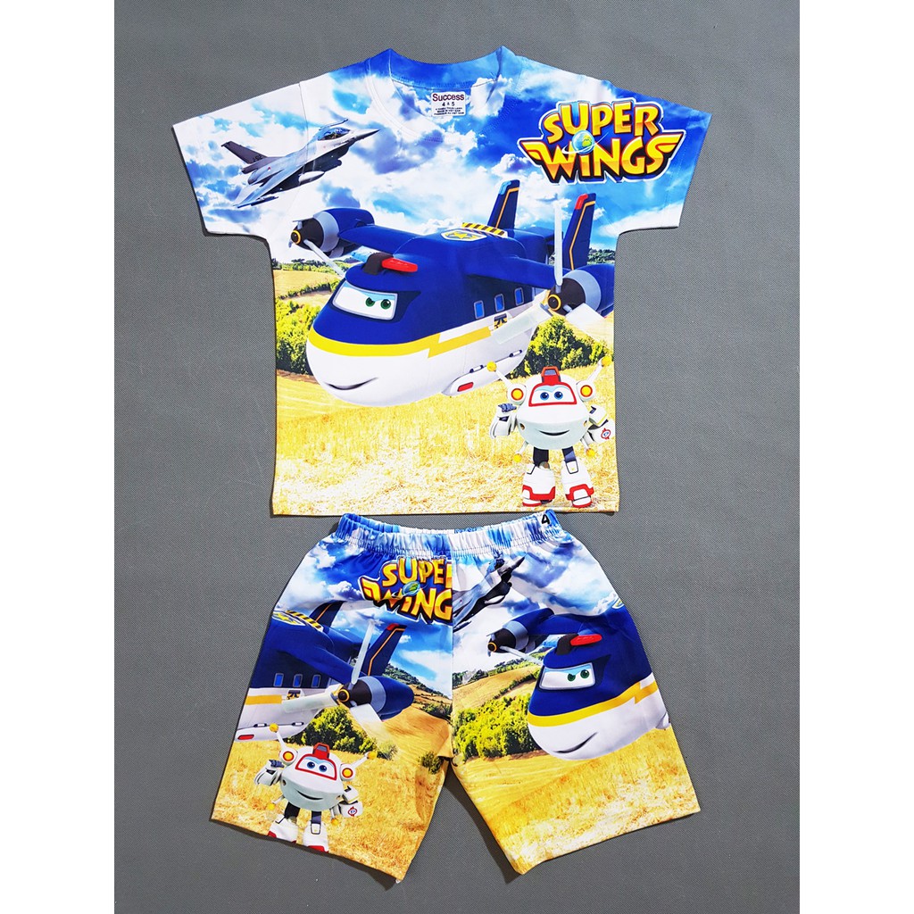 Bộ thun cotton lạnh mát rượi in hoạt hình đội bay siêu đẳng