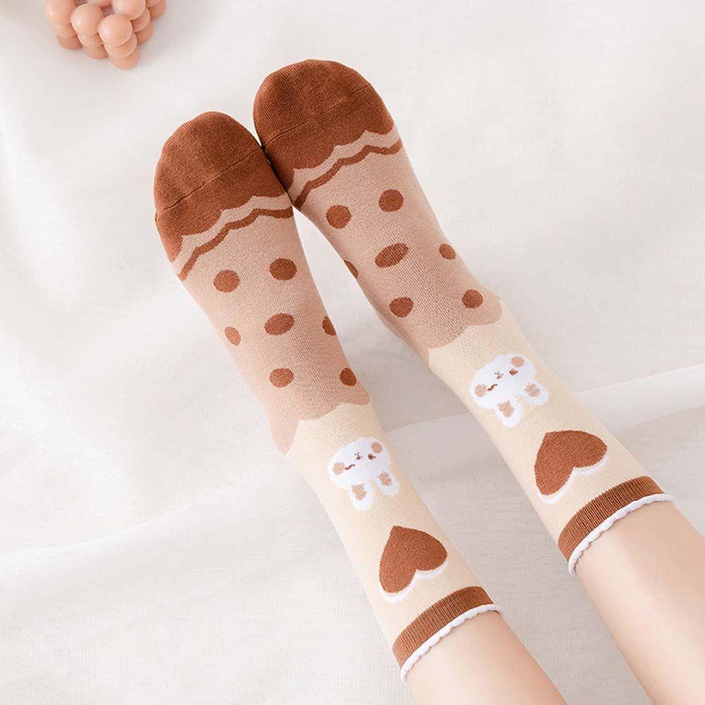 AROMA Vớ Nữ Thoáng Khí Họa Tiết Sọc Caro Và Gấu Dễ Thương