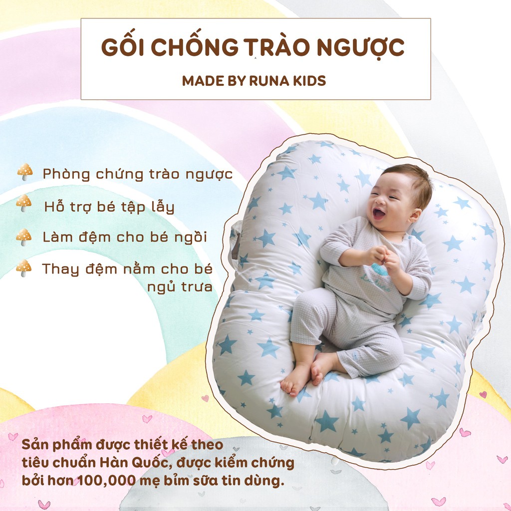 (COTTON HÀN 100%) GỐI CHỐNG TRÀO NGƯỢC - GIẢI PHÁP CHO BÉ ĂN SIÊU TIỆN LỢI