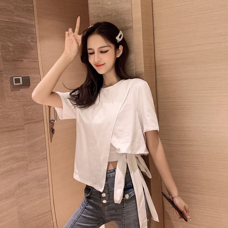 Áo Thun Dáng Rộng Tay Cộc Phong Cách Hồng Kông Cổ Điển Dễ Phối Đồ Thời Trang Mùa Hè Hàng Mới Cho Nữ 2022