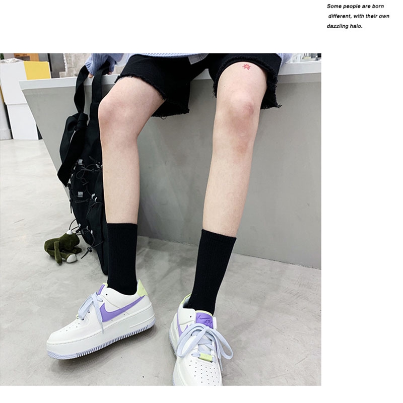 Vớ cổ thuyền cotton màu trắng/ đen thể thao chạy bộ thường ngày mùa thu Hàn Quốc
