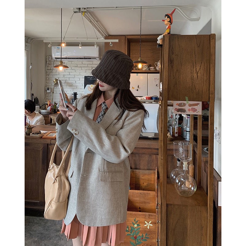 Áo Khoác Vest Tay Dài Dáng Rộng Thiết Kế Trẻ Trung Phong Cách Hàn Quốc | BigBuy360 - bigbuy360.vn