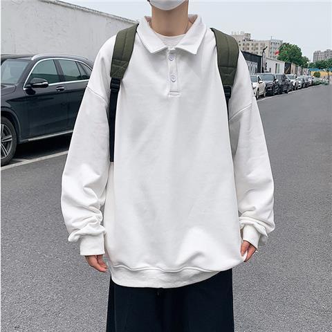 Áo Sweater Polo tay dài dáng rộng thời trang mùa thu cho nam giới