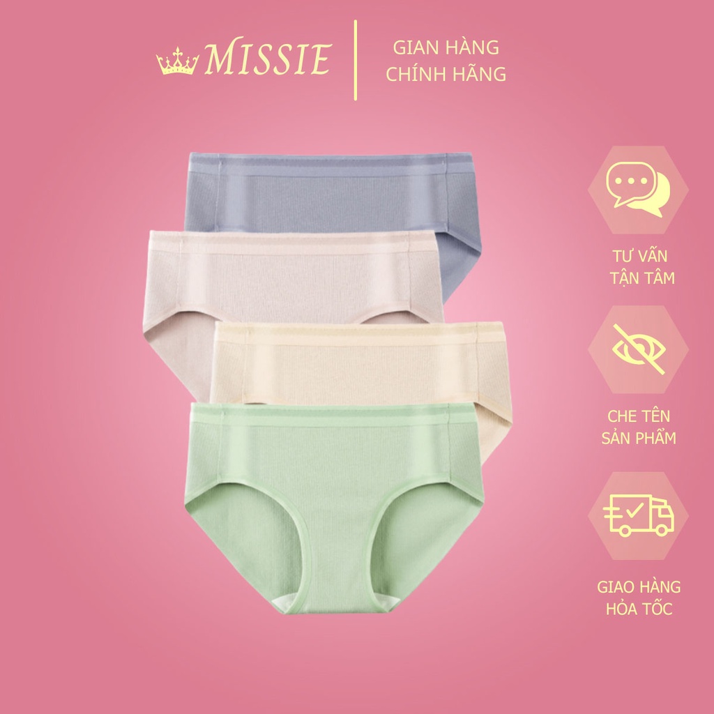 Quần lót nữ trơn cotton nhiều màu, tàng hình không đường may, siêu thấm hút khử mùi Missie Q08