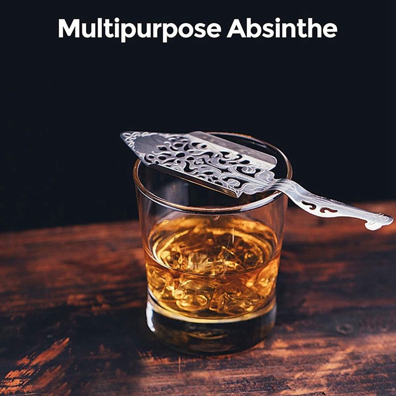 Set 2 Muỗng Ăn Cocktail Bằng Thép Không Gỉ Absinthe Phong Cách Gothic