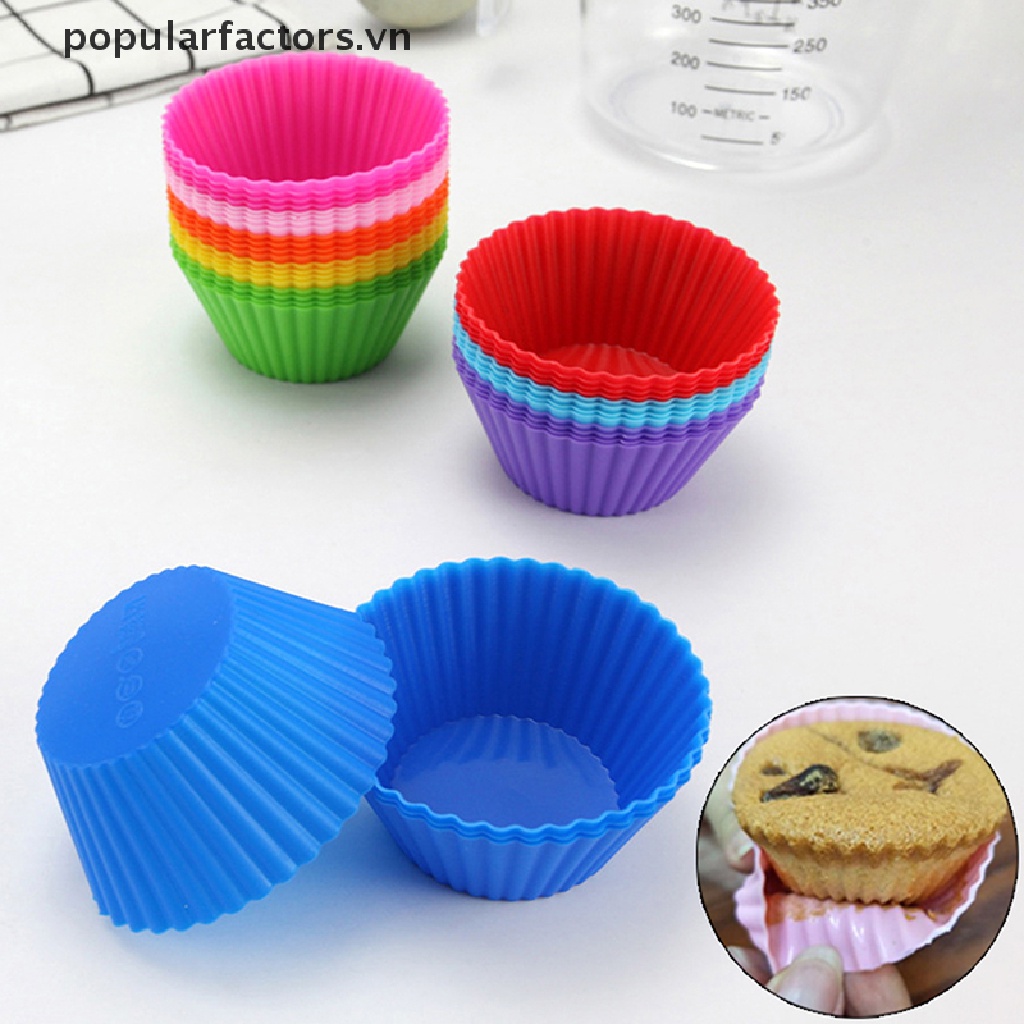 Set 6 Khuôn Silicon Làm Bánh Muffin Hình Tròn Cho Nhà Bếp