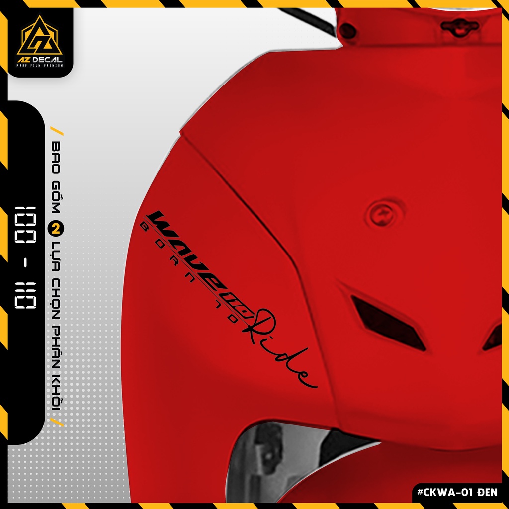 [Chọn Màu] Tem Dán Xe Wave Alpha 110cc 100c Đẹp | CKWA-01 | Decal Trang Trí Chữ Born To Ride Cắt Sẵn Dễ Dán