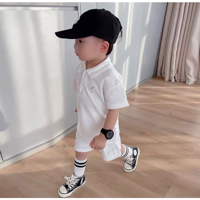 Bộ polo trơn cộc tay đơn giản bé trai