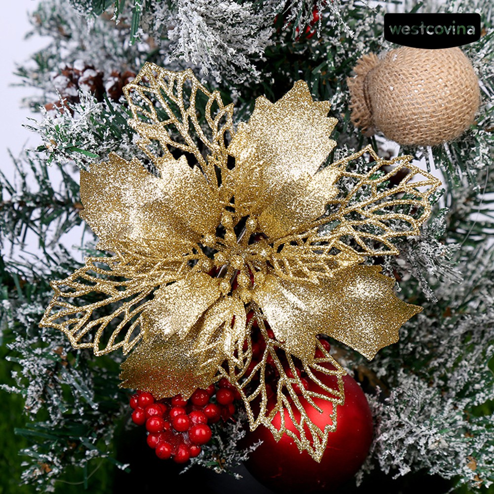 Phụ Kiện Hình Hoa Trang Trí Cây Thông Giáng Sinh Lấp Lánh