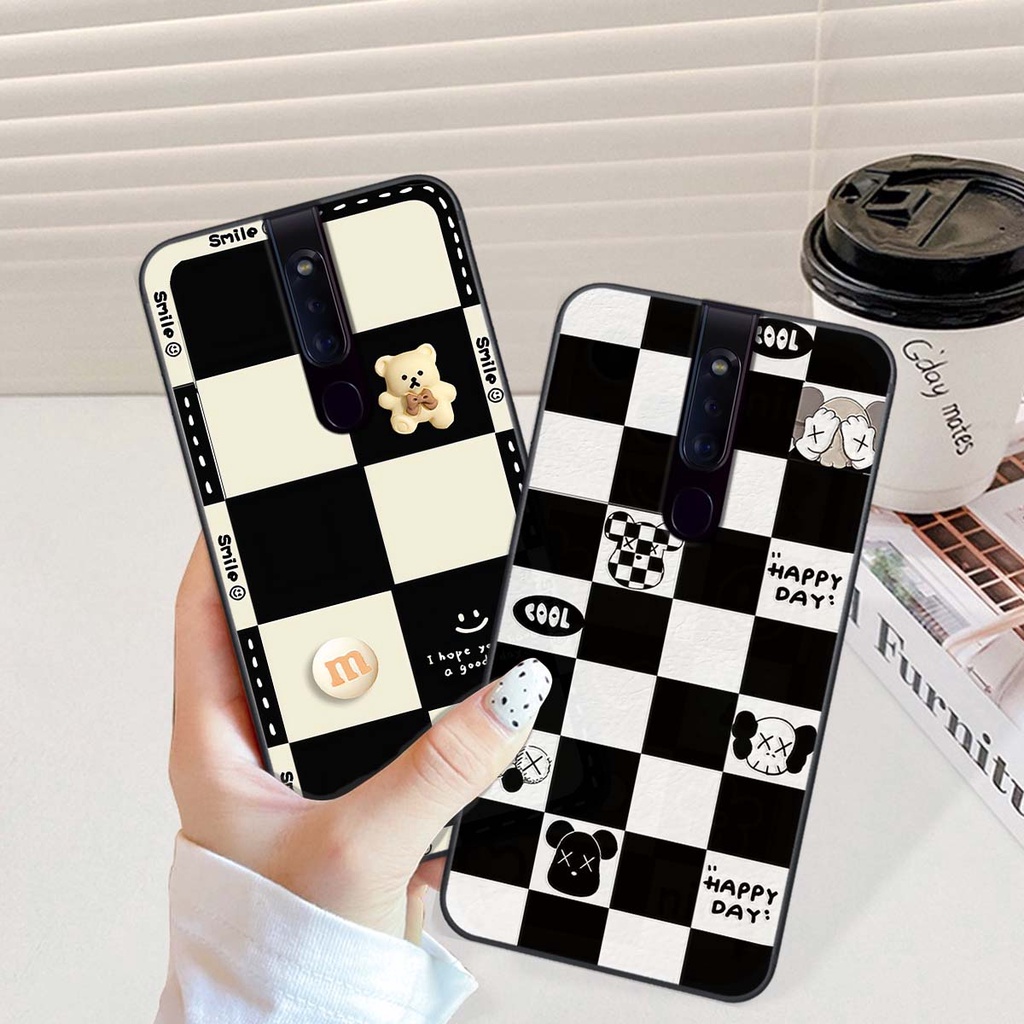 Ốp Oppo F11 / F11 Pro gấu Bear rick caro vuông thời trang siêu đẹp