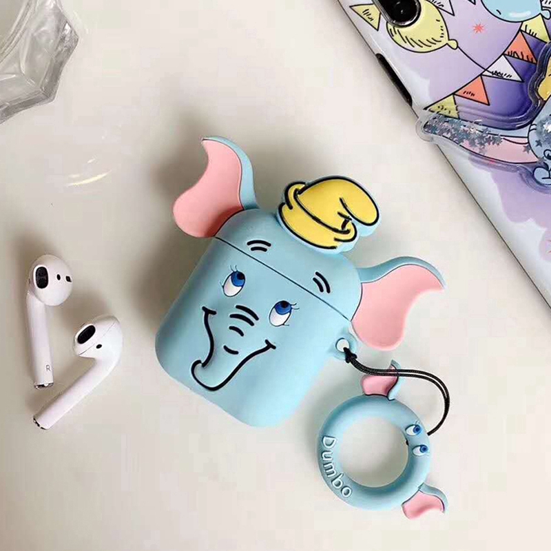 Vỏ silicone mềm họa tiết voi Dumbo dễ thương bảo vệ hộp sạc của tai nghe Airpods