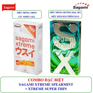 Bộ đôi say đắm Bao cao su siêu mỏng Sagami Xtreme Super Thin + kéo dài thời gian Sagami Spearmint