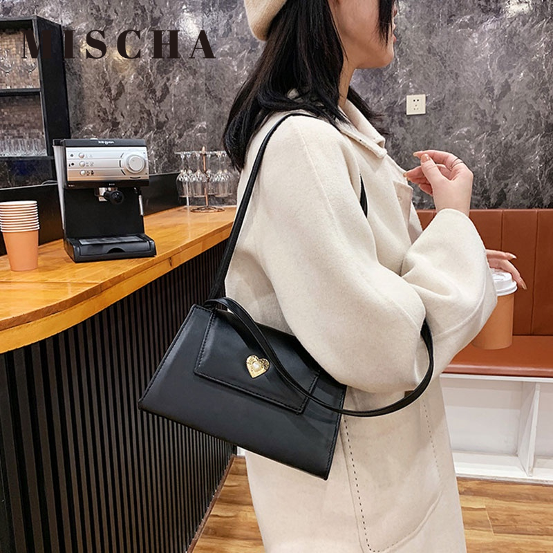 Mischa Túi Đeo Vai Hình Vuông Cỡ Nhỏ Bằng Da PU Màu Trơn Dễ Phối Đồ Thời Trang Hàng Mới