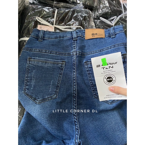 Quần Topshop Jean Nữ- Quần Denim Jean Rách Gấu Vuông Lưng Cao