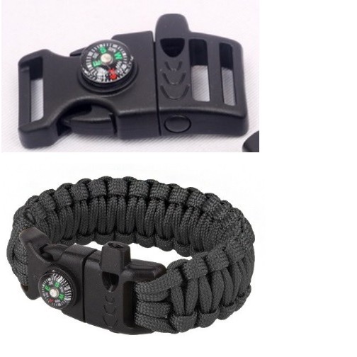 khóa paracord có còi & la bàn làm vòng tay sinh tồn