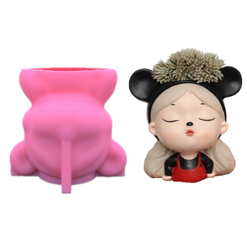 Khuôn Silicone Làm Chậu Cây Hình Cô Gái Dễ Thương