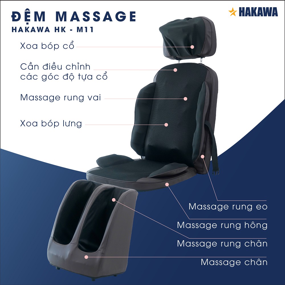 Đệm massage cao cấp HAKAWA HK-M11 - Sản phẩm chính hãng - Bảo hành 2 năm