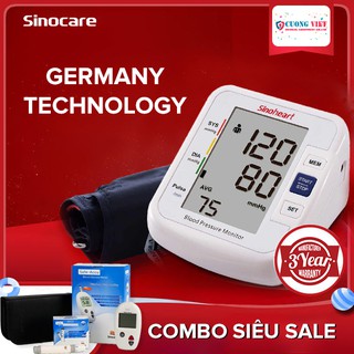 Bộ máy đo huyết áp Sinoheart và máy đo đường huyết Safe accu - Sinocare Đức