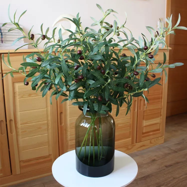 Hoa Giả_Cành Oliu 10 nhánh 8 quả hàng cao cấp trang trí giống thật 99%