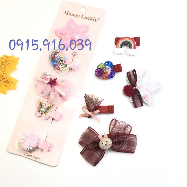 Set 5 kẹp tóc dễ thương, Kẹp tóc nơ cho bé