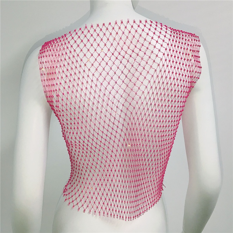 DUNEA Áo hai dây phối lưới lấp lánh quyến rũ cho nữ