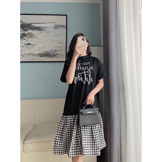 Đầm suông thun đuôi cá kẻ