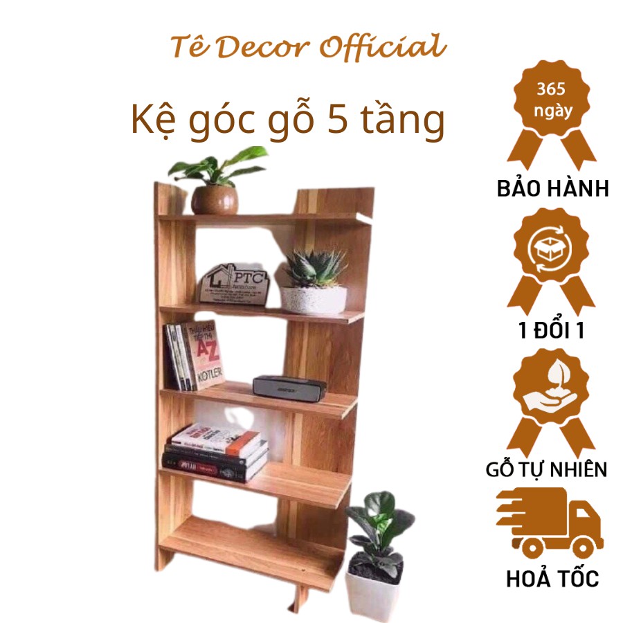 Kệ góc tường 5 tầng Tee Decor - Kệ để sách vở bằng gỗ MDF - Chống mối mọt, trang trí phòng kiểu dáng tinh tế - Bh 1 năm