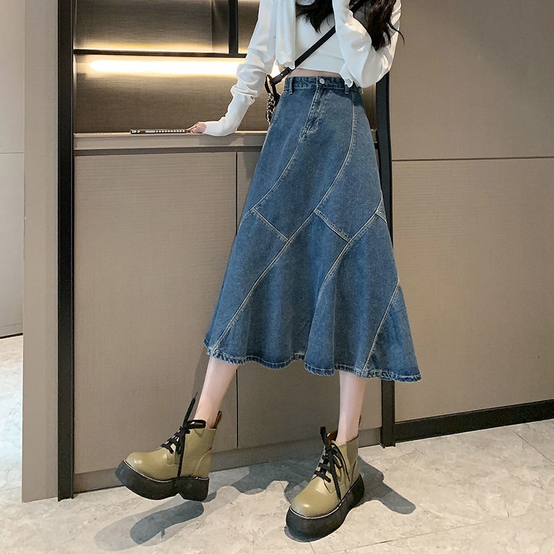 Chân Váy Denim Đuôi Cá Dáng Chữ a Lưng Cao Thời Trang Mùa Hè Mới Cho Nữ