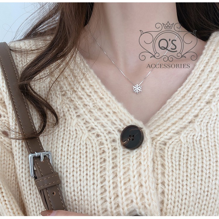 Mặt dây chuyền bạc nữ vòng cổ hoa tuyết đính đá S925 SNOWFLAKE QA SILVER Necklace NE230401