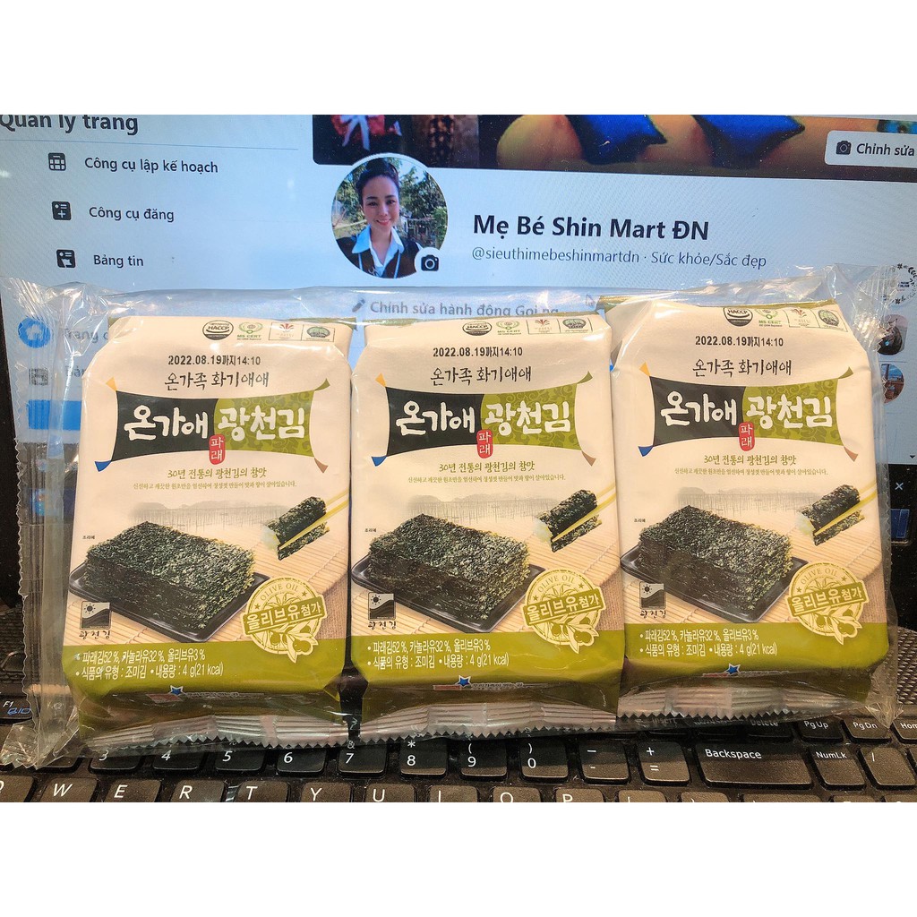 Lốc 3 gói rong biển ăn liền oliu xanh Starfood HQ